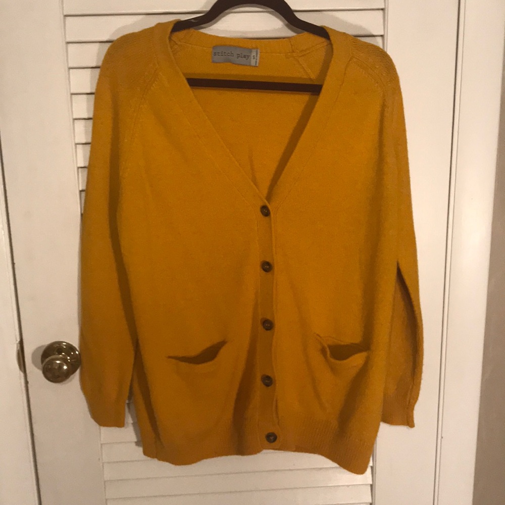 STITCH PLAY Mustard Yellow Wool Cardigan
